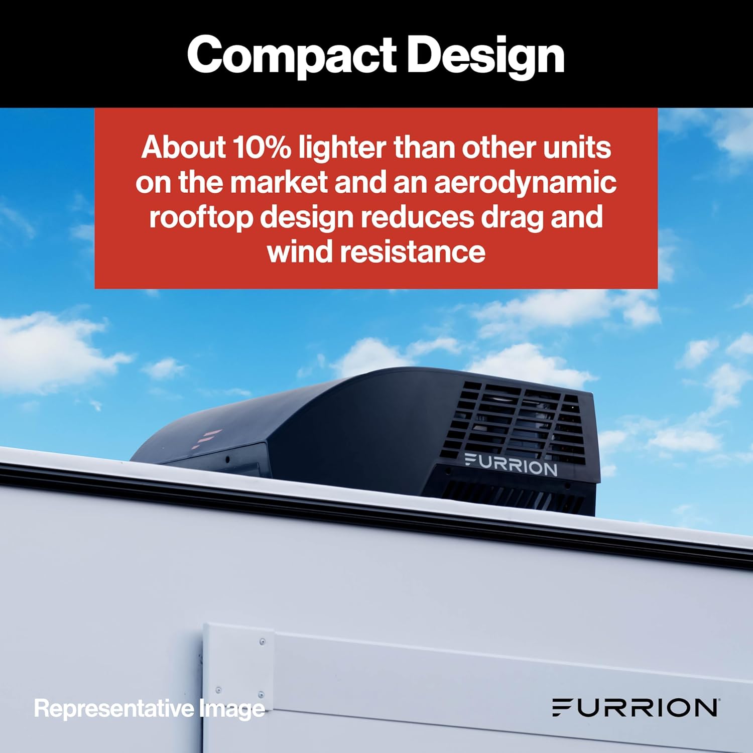 Furrion Chill Cube 18k BTU Variable Speed RV Rooftop Air Conditioner, Black, Non-Ducted, R32 Refrigerant, Quiet High-Efficiency AC with Turbo Cool Mode, Lightweight, AC Unit Only - FACR18VSSA-BL-AM