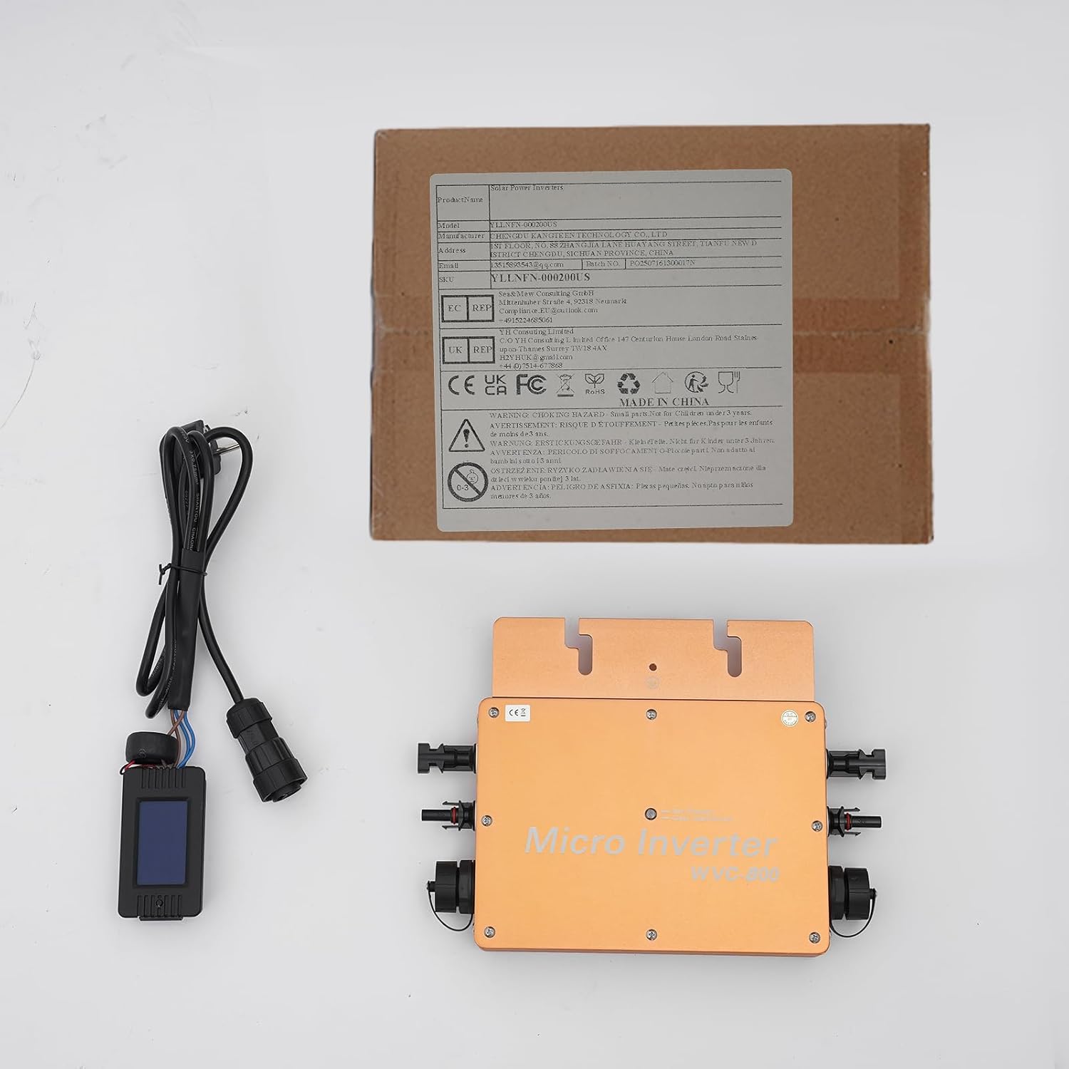 800W Solar Power Inverter, 120V/230V Dual Voltage Pure Sine Wave Inverter, 22-50V DC to AC Converter for Residential or Commercial Areas, Power Plants, and Schools (Gold)