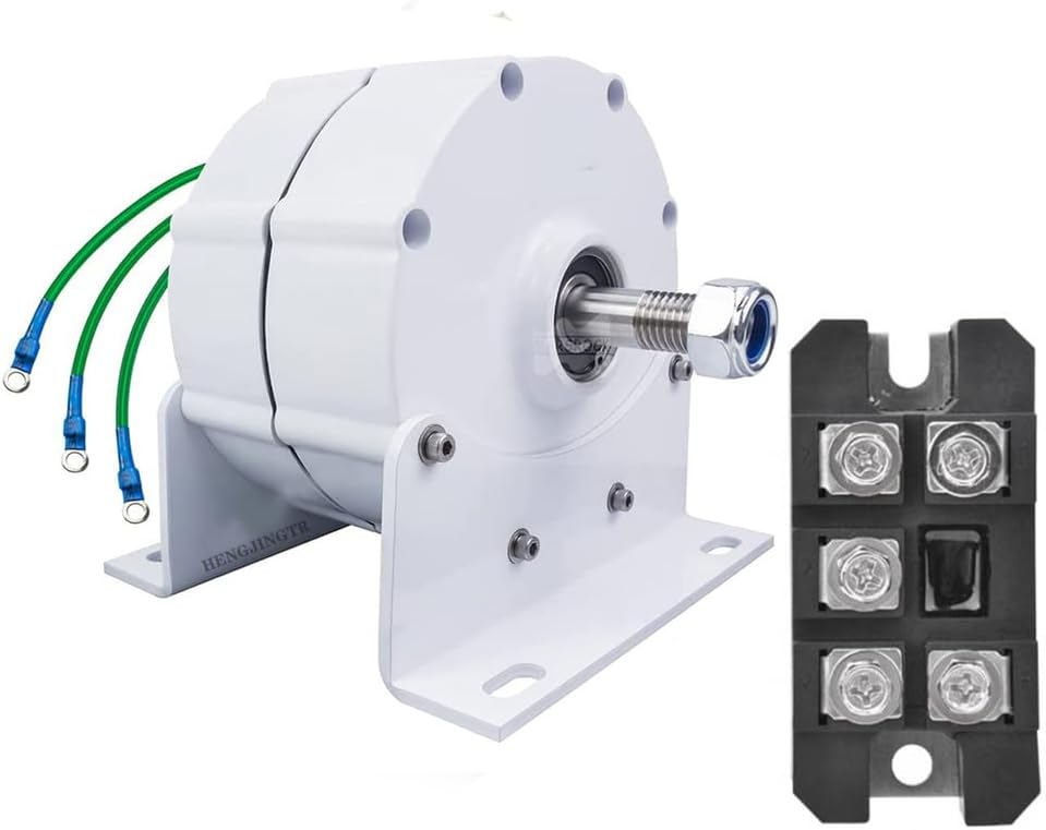 2000W 3 Phase Gearless Permanent Magnet AC Alternator Water Wind Turbine Generator with Rectifier, 12V-220V Windmill Generator Rectifier(48V,White)