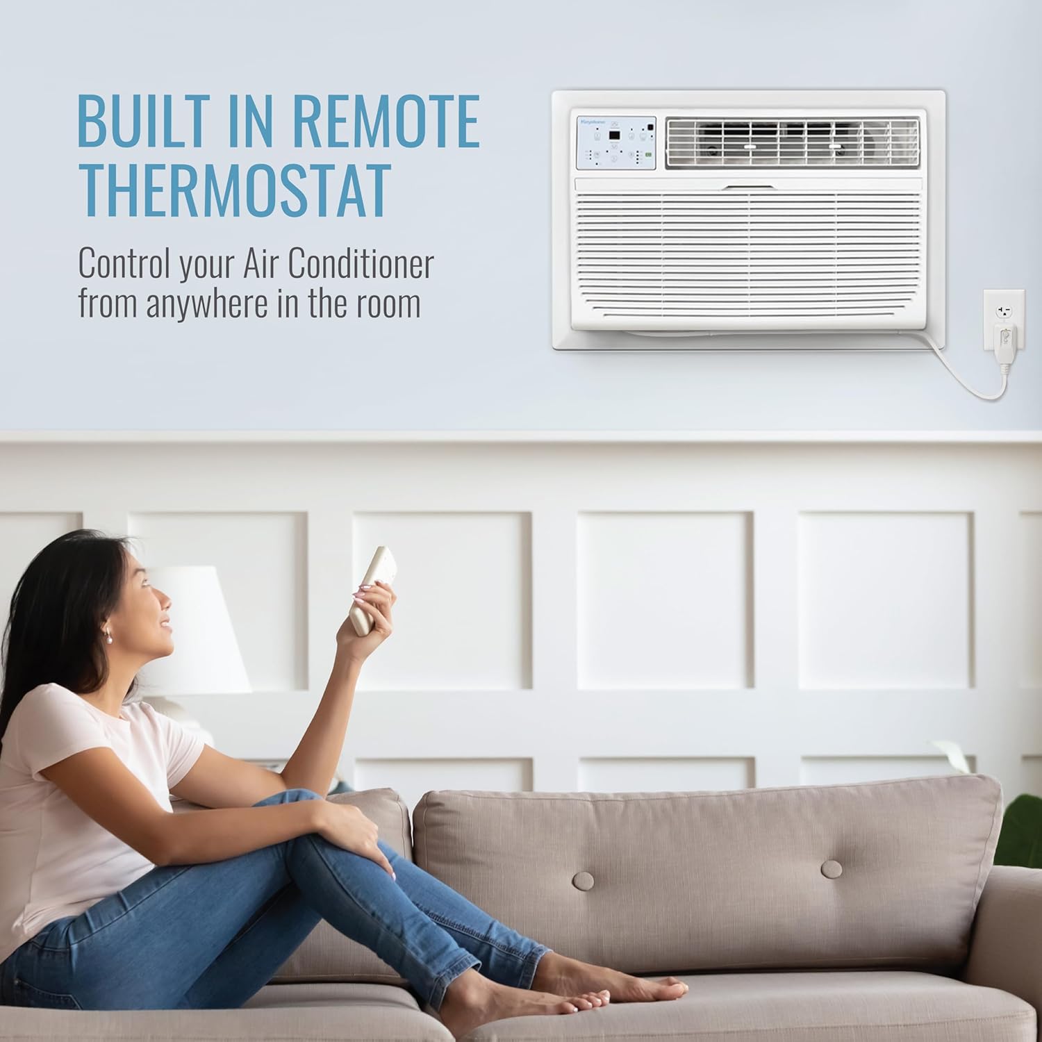 Keystone 12,000 BTU Wall Air Conditioner with Dehumidifier and Supplemental Heat, 230V, Quiet Wall AC for Small and Medium Sized Rooms up to 550 Sq.Ft. with Remote Control, White