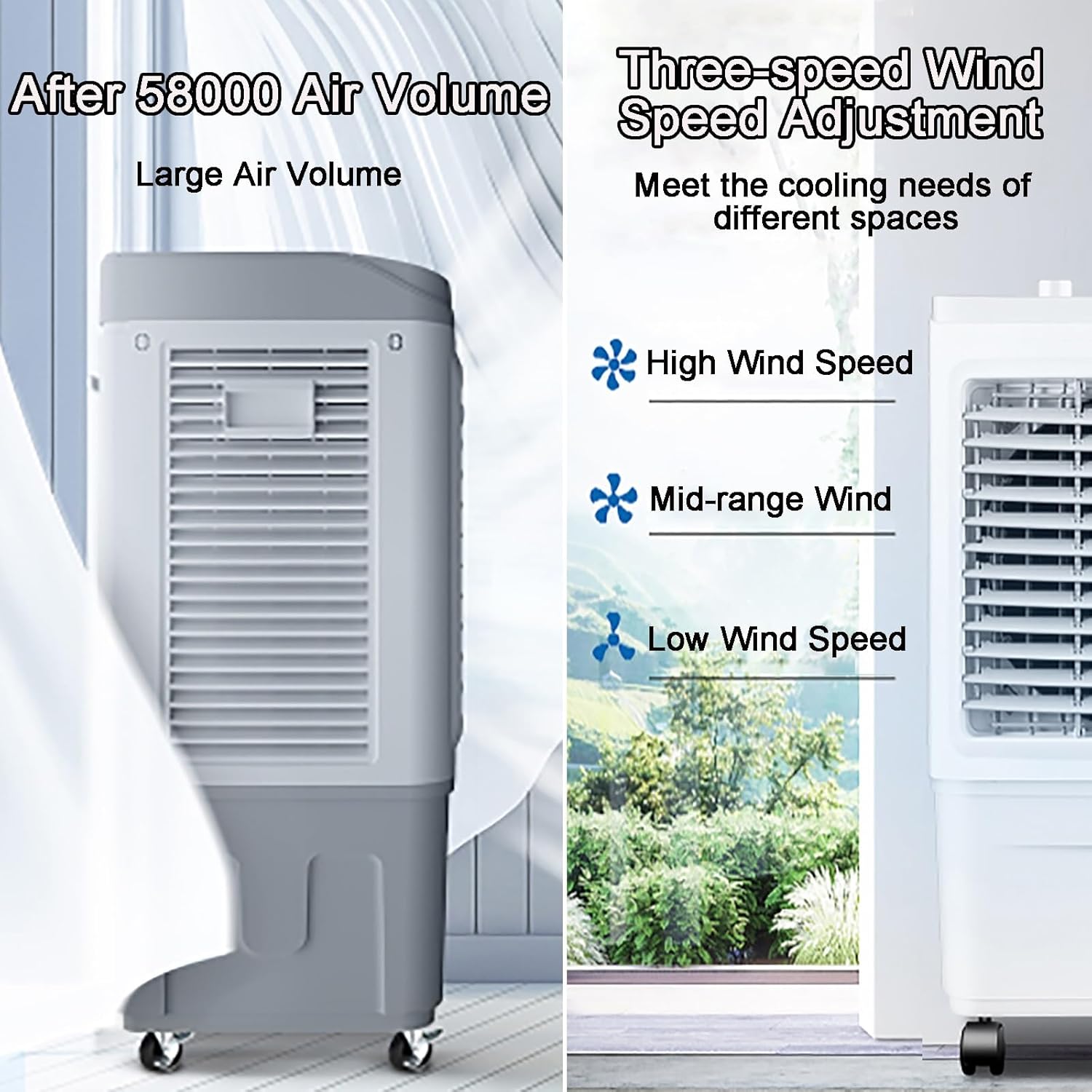 7.9 Gal Portable Swamp Cooler, 3-in-1 Evaporative Air Cooler with Auto Oscillating, 3 Speeds, 12h Timer & 4 Ice Packs, Windowless Air Conditioner for Backyard, Garage, Patio, Indoor