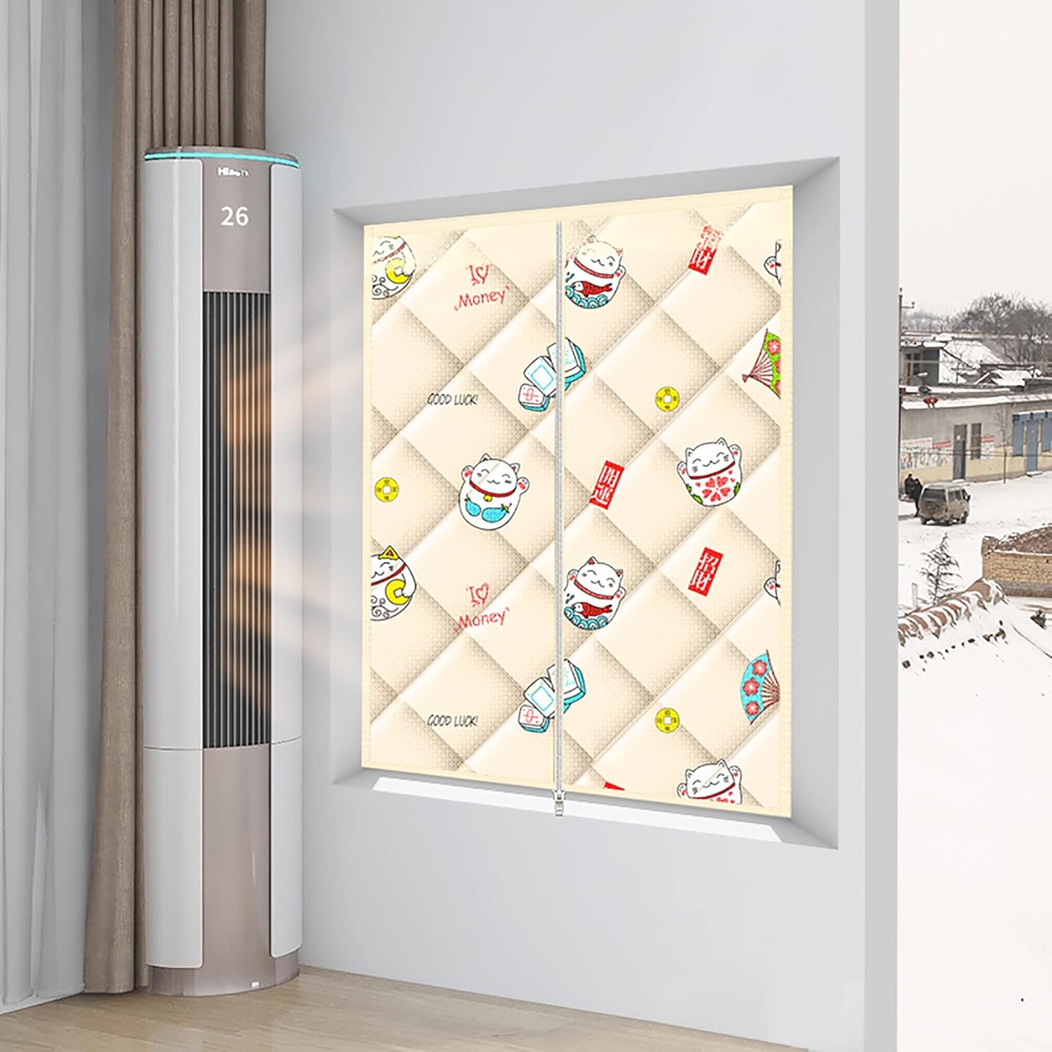 Warmth Retention Curtain,Thermal Insulated Curtains, Blackout Curtains,Curtain for Window,Waterproof, Windproof,Privacy Screen,for Air Conditioner Room,Heater Room, Living Room,Custom Size