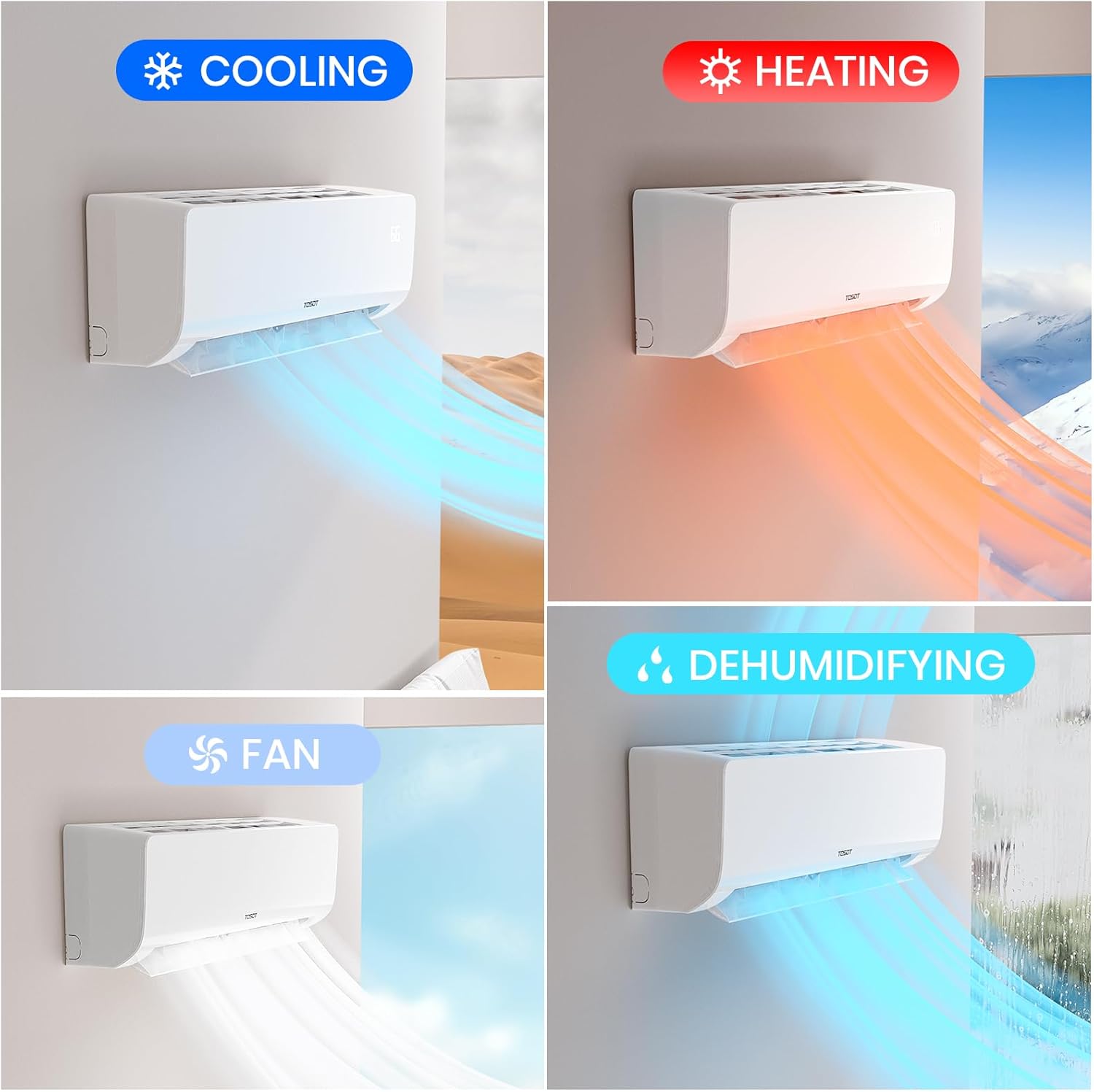 TOSOT 30,000 BTU Dual 2 Zone Mini Split Air Conditioner with Heat Pump, 21 SEER2, 230V, Wifi-Enabled Ductless Inverter Split System with 16.4 ft Copper Line Set, 12,000 +18,000 BTU, Cosmo Series