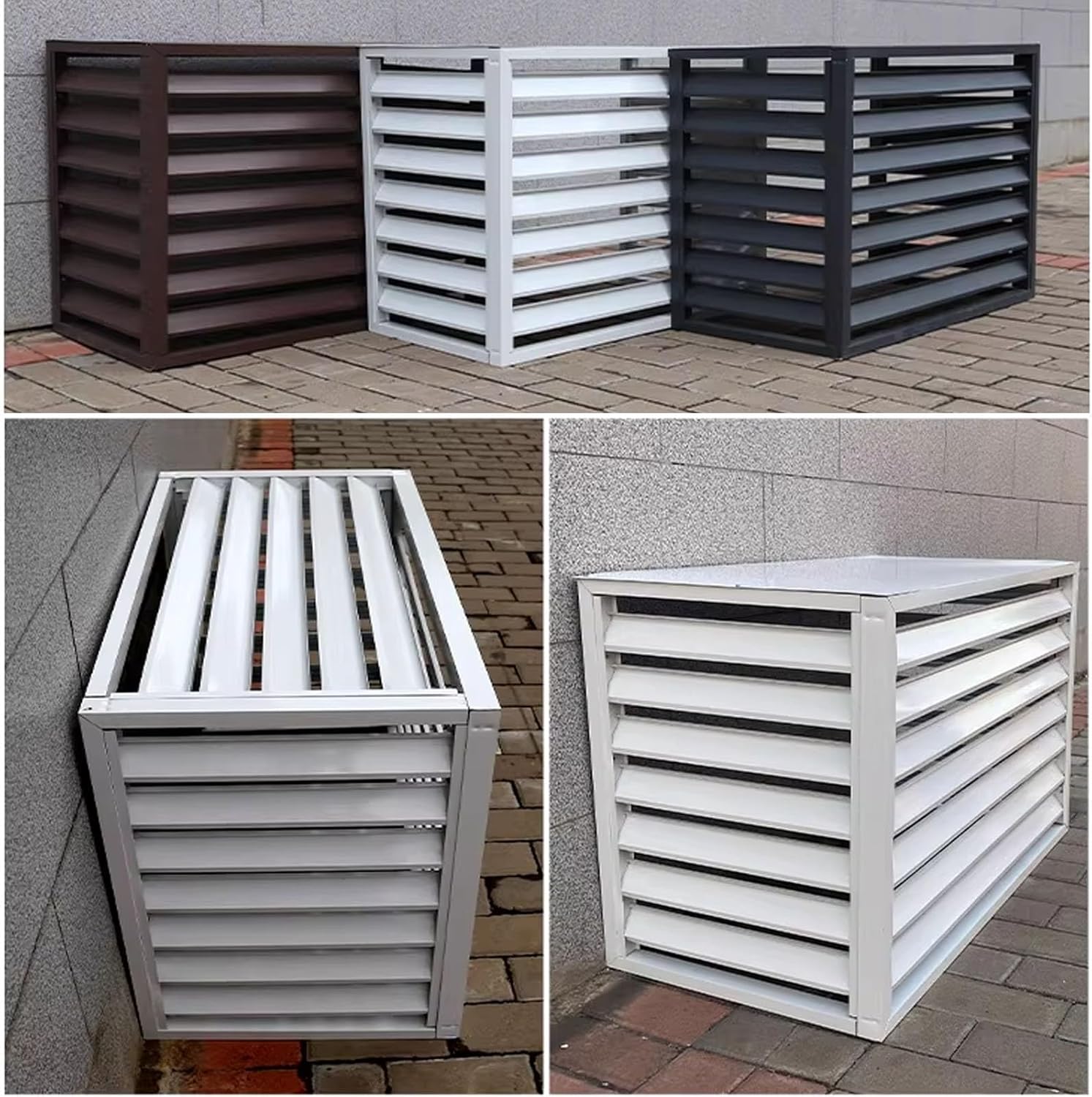 Air Conditioner Covers, Outdoor Anti Theft Aluminum A C Cover Privacy Fence Screen, Used for Outdoor Unit Noise Reduction(Gray,2 3P)