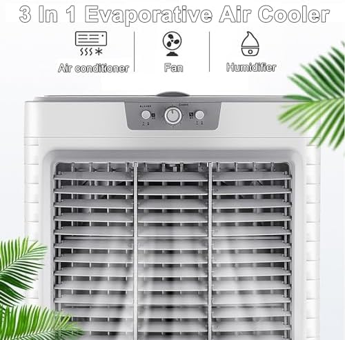 Air Coolers for Home 3 in 1 Portable Air Conditioner with 3 Speed, Evaportive Air Cooler, Humidifier, Ventilator, 120° Oscillation(Size:95cm/55L)