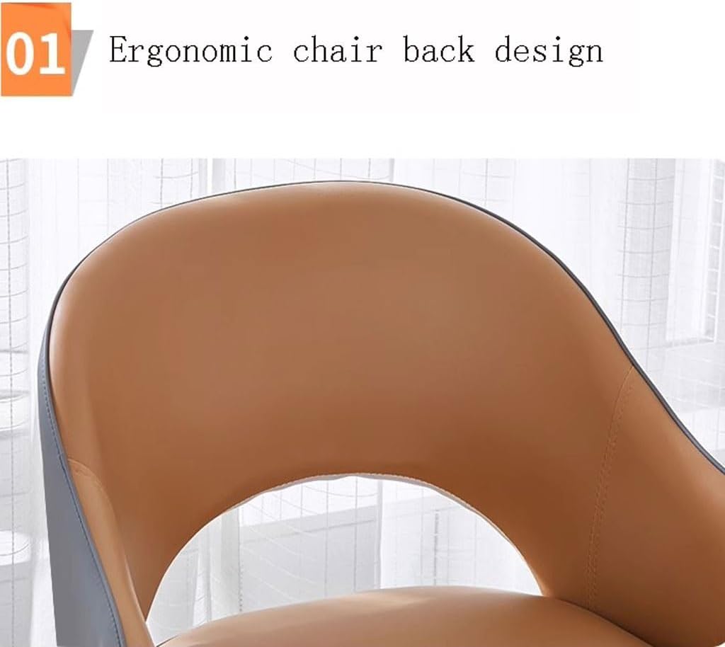 AYARNA Kitchen Dining Chairs Wear Resistant Leather Modern Living Dining Room Accent Arm Chairs Carbon Steel Legs Office Lounge Chair(Yellow+Grey)