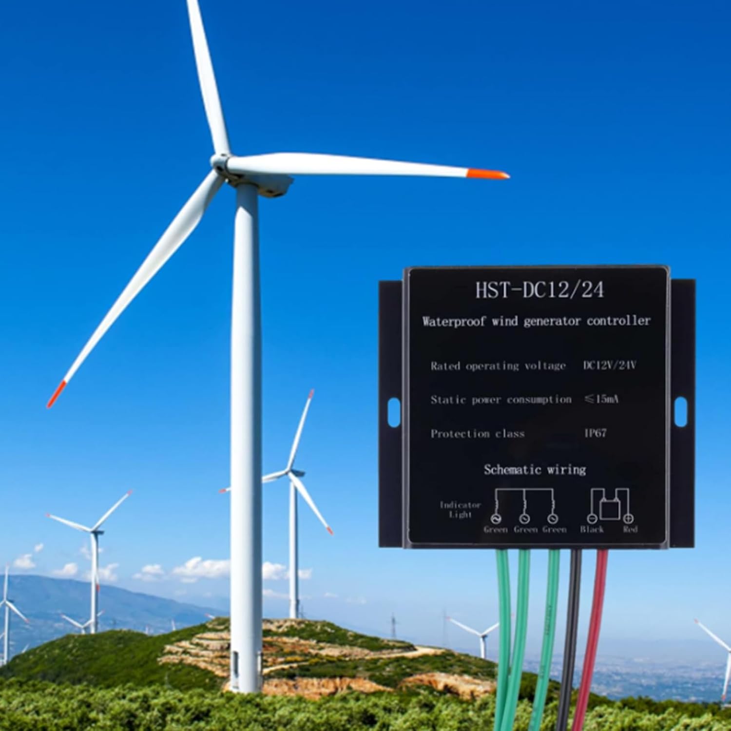 12v, 48V,Wind Turbine Controller Ip67 Waterproof 5000W MPPT Wind Turbine Charge Controller with Overcharge Protection and Display (Black 12V 24V 48V 220V)