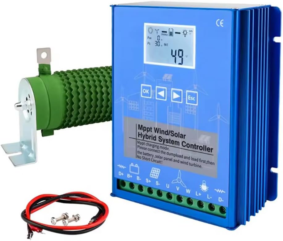 24v,HYZHANHONG Multifunctional Wind Solar Controller 4000W Wind Solar Hybrid Controller12v/24V/48V LCD Display MPPT Boost Charging, for Wind Turbine
