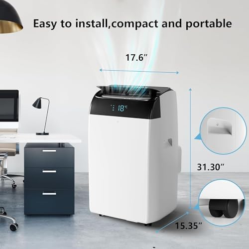 Portable Air Conditioner, 12000 BTU Air Conditioner with Remote Control,Quiet AC Unit with Cool, Dehumidifier & Fan Mode, 24 Hour Timer, Room Cooling Up to 450 sq ft