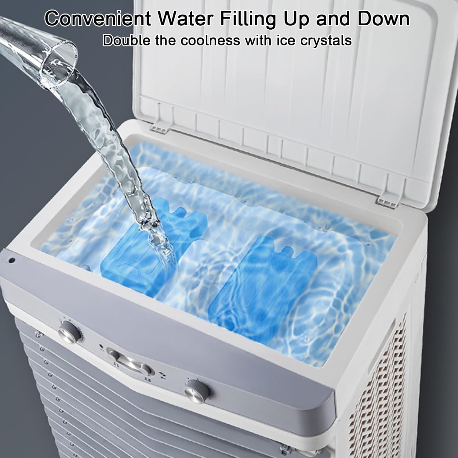 Portable Air Conditioners, Air Conditioner Fan, Strong and Resistant to Pressure, Wide-angle Air Supply, 3 Wind Speeds, 80L/21gal Water Tank, for Room, Office