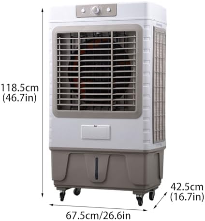 Portable Air Conditioners, 3-IN-1 Evaporative Air Cooler with 3 Speeds and Water Tank, Personal Swamp Cooler for Home Office Factory(67.5 * 42.5 * 118.5cm)