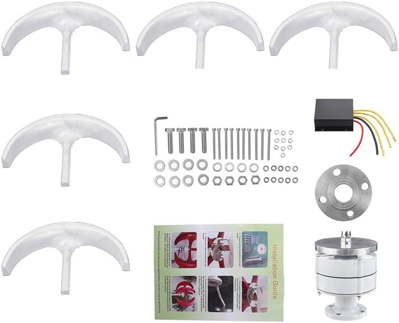 1200W Wind Turbine Generator Kit - Vertical 12V/24V Renewable Energy Solution for Home - Efficient Electricity Production - Eco-Friendly Wind Power System, White