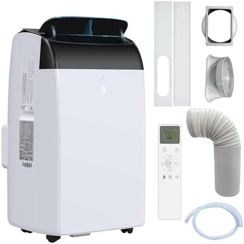 12000 BTU Portable Air Conditioner with Dehumidifier & Fan, 3-In-1 AC Units Cools Up to 550 Sq. Ft., Standing Ac Unit with Remote Control for Rom, Auto Swing, Sleep Mode, Black Top Cover
