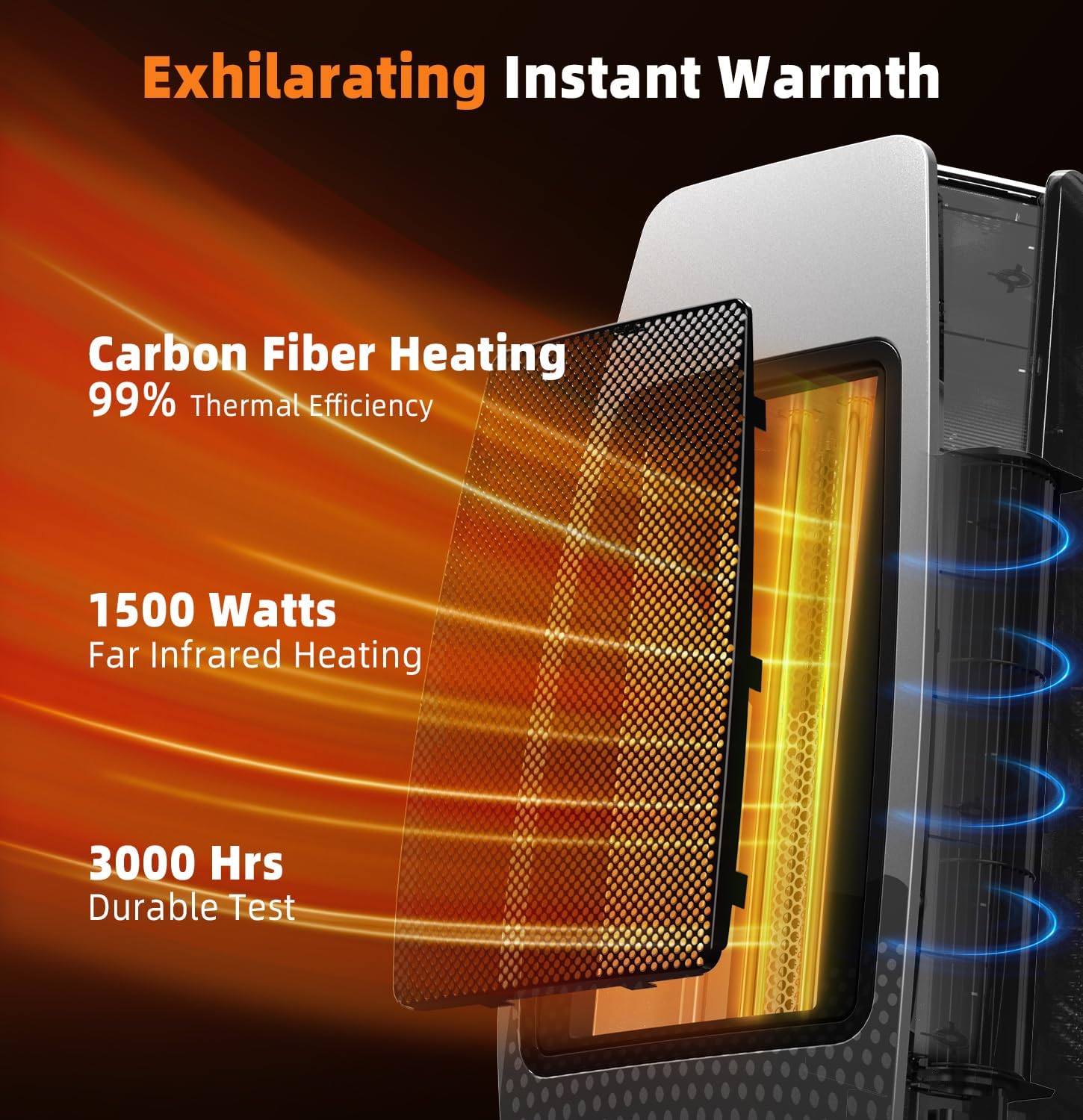 Infrared Space Heaters for Indoor Use, 1500W Electric & Portable Room Heaters with Thermostat, 4 Modes, 24H Timer, 70° Oscillating Electric Space Heater with Remote, Safe for Large Room Use