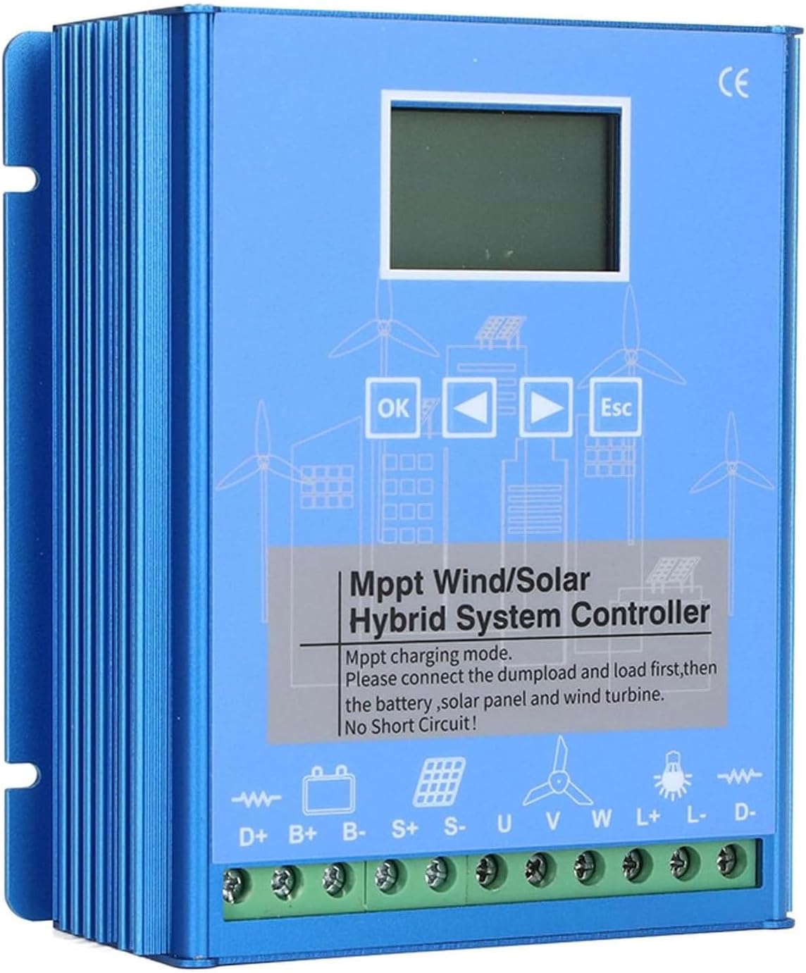 10000W/12000W Wind Solar Hybrid Charge Controller, MPPT Solar Charge Controller 12V 24V 48V LCD Display Battery Intelligent Regulator Max 48V 12000W Input Dual USB for Lead-Acid/Lithium,12000W-24V