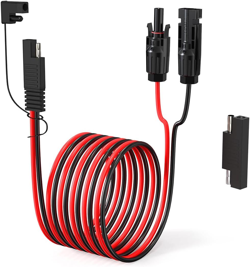 10AWG 50FT Solar Connector to SAE Adapter 2 3.3 10 20 35 50 FT SAE Solar Panel Extension Cable with SAE Polarity Reverse Adapter for Solar Panels Car Battery Charger Kit
