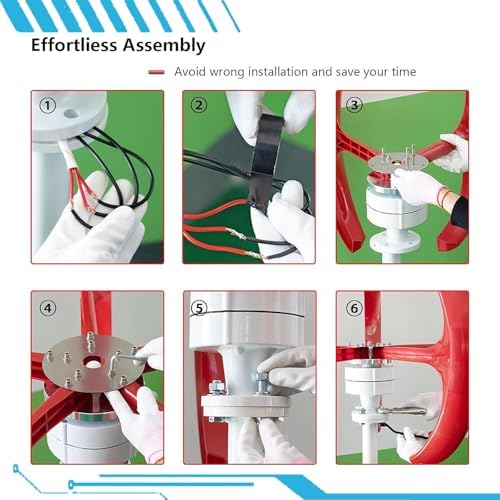 16000W Vertical Wind Turbine Kit for Home Use, 12V/24V/48V Silent Horizontal Wind Power Generator with 5 Blades & Controller (Red) - Eco-Friendly Energy Solution
