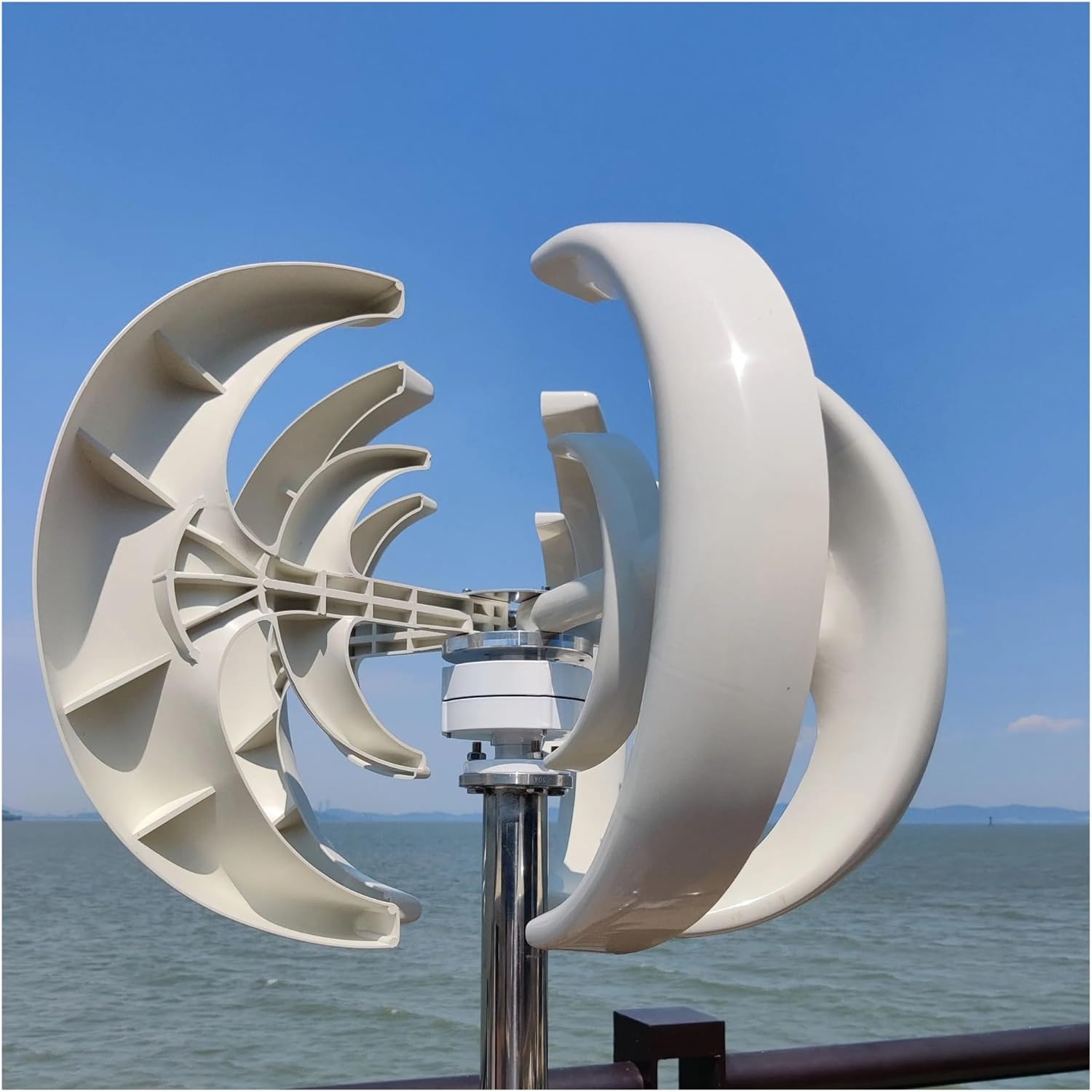 800W 1000W 12V/24V 5 Blades Wind Turbine Generator Complete Set Windmill Generate Vertical Axis Wind Turbine Industrial Energy(Green,with MPPT Controller_24V)