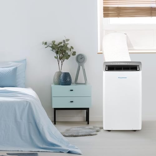 Keystone 14,000 BTU ASHRAE/12,000 BTU DOE Portable Inverter Air Conditioner with Heater, Quiet, High Efficiency Operation and Remote, AC Unit for Apartment, Living Room, Medium Rooms up to 550-Sq. Ft.