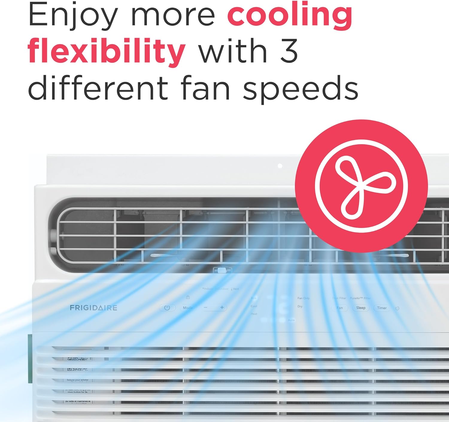 Frigidaire 12,000 BTU Window Air Conditioner with Supplemental Heat, Cools & Heats Up to 550 Sq. Ft., Remote Control, Quiet Operation, Eco Mode, 3 Fan Speeds, White