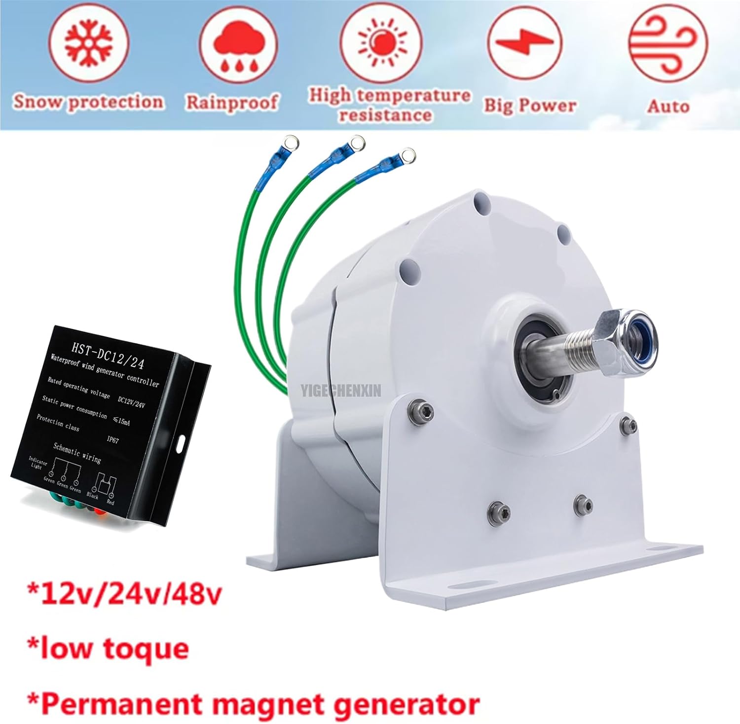 12V-220V 20000W Efficient 3 Phase Gearless Permanent Magnet AC Alternators,600Rpm Electric Wind Turbine for Wind Water Turbine Diesel Engine (with Base),48v