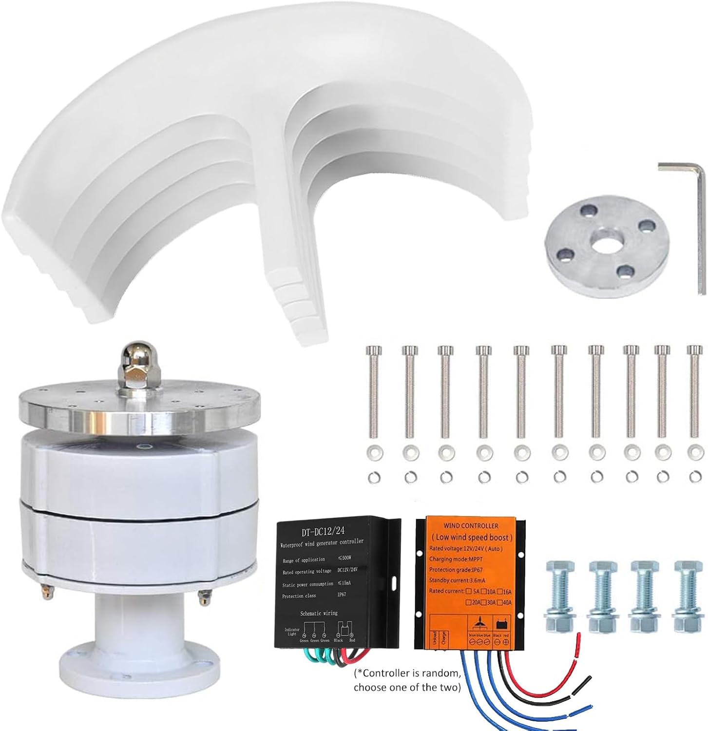 12000W Vertical Wind Turbine Kit, 5-Blade Wind Generator, 3-Phase AC Permanent Magnet, with Controller for Hybrid Wind Solar System (White, 220V)