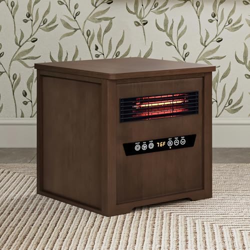 Country Living Infrared Portable Rolling Space Heater with LED Touchscreen and Remote Control | 12h Timer | 1500w Quick Heating for Indoor Use | Birchwood Grain Finish