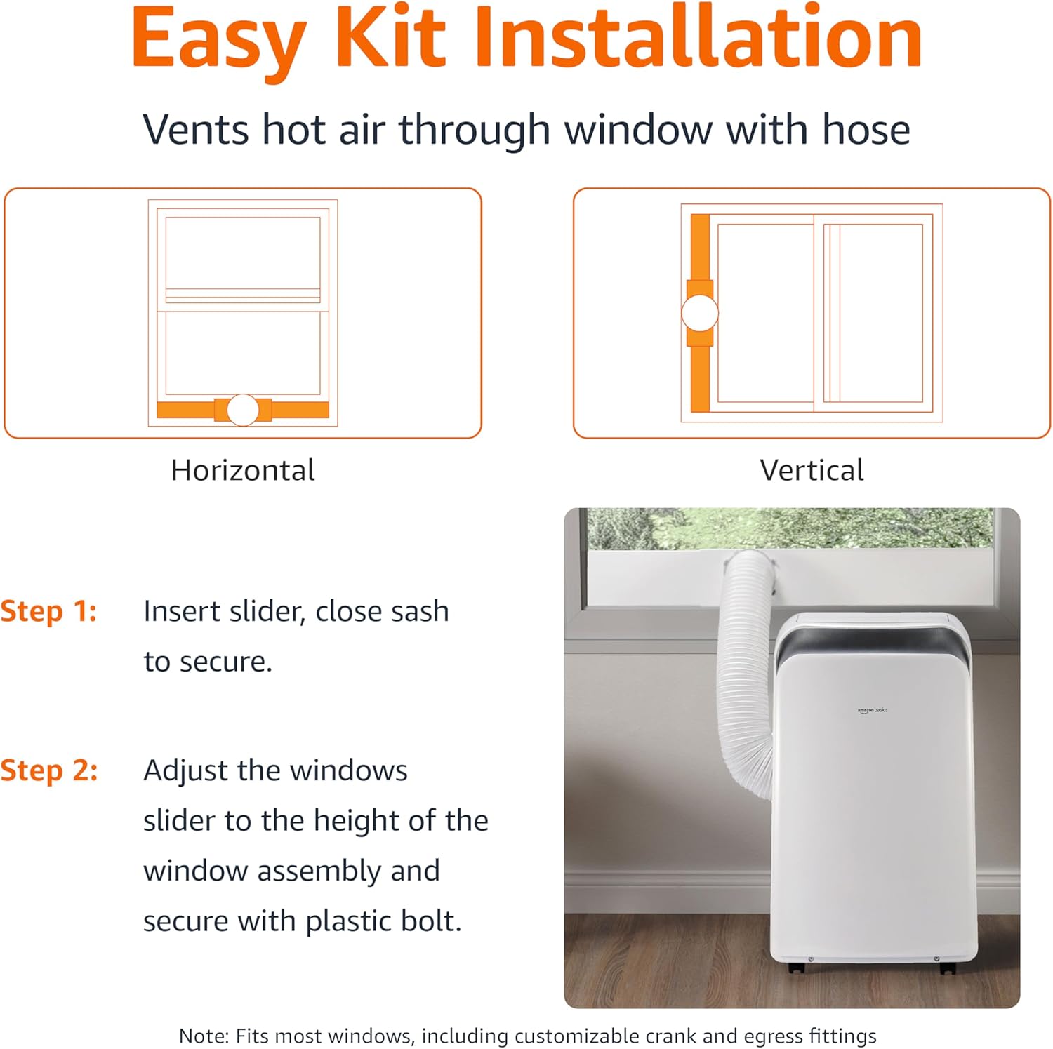 Amazon Basics 4-In-1 Portable Air Conditioner, 13500 BTU (ASHRAE), Cools Up to 550 Sqf, Portable AC with Cool/Heat/Dry (Dehumidifier)/Fan-Only Functions, Auto Mode, Sleep Mode, Timer, White