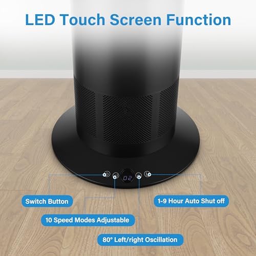 Simple Deluxe 45 Inch Bladeless Tower Fan with Remove, Cooling Fan for Indoor Use, Oscillating Fan for Home Bedroom