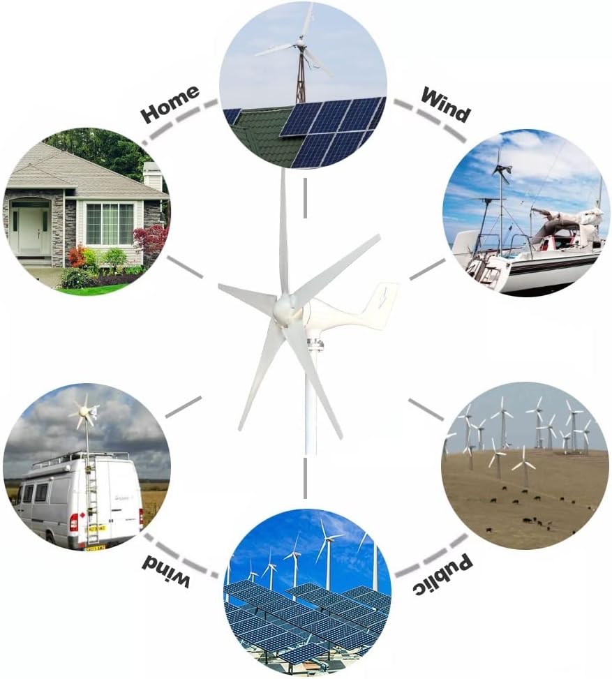 Wind Turbine, 1000W Horizontal Wind Turbine 12V 24V 48V Alternative Generators Free Energy Windmill with MPPT Controller Wind System(Turbine only,12V)