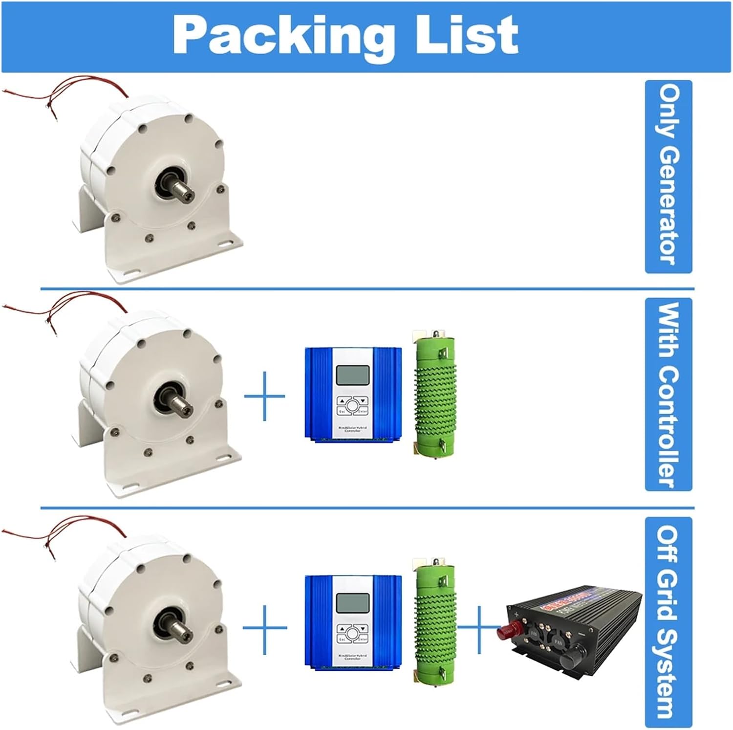 3000W Gearless Permanent Magnet Generator for Wind Turbine Water Turbine Low RPM Use for Charge Battery Make Power Energy System Industrial Energy(with Base,96V_ONLY Generator)