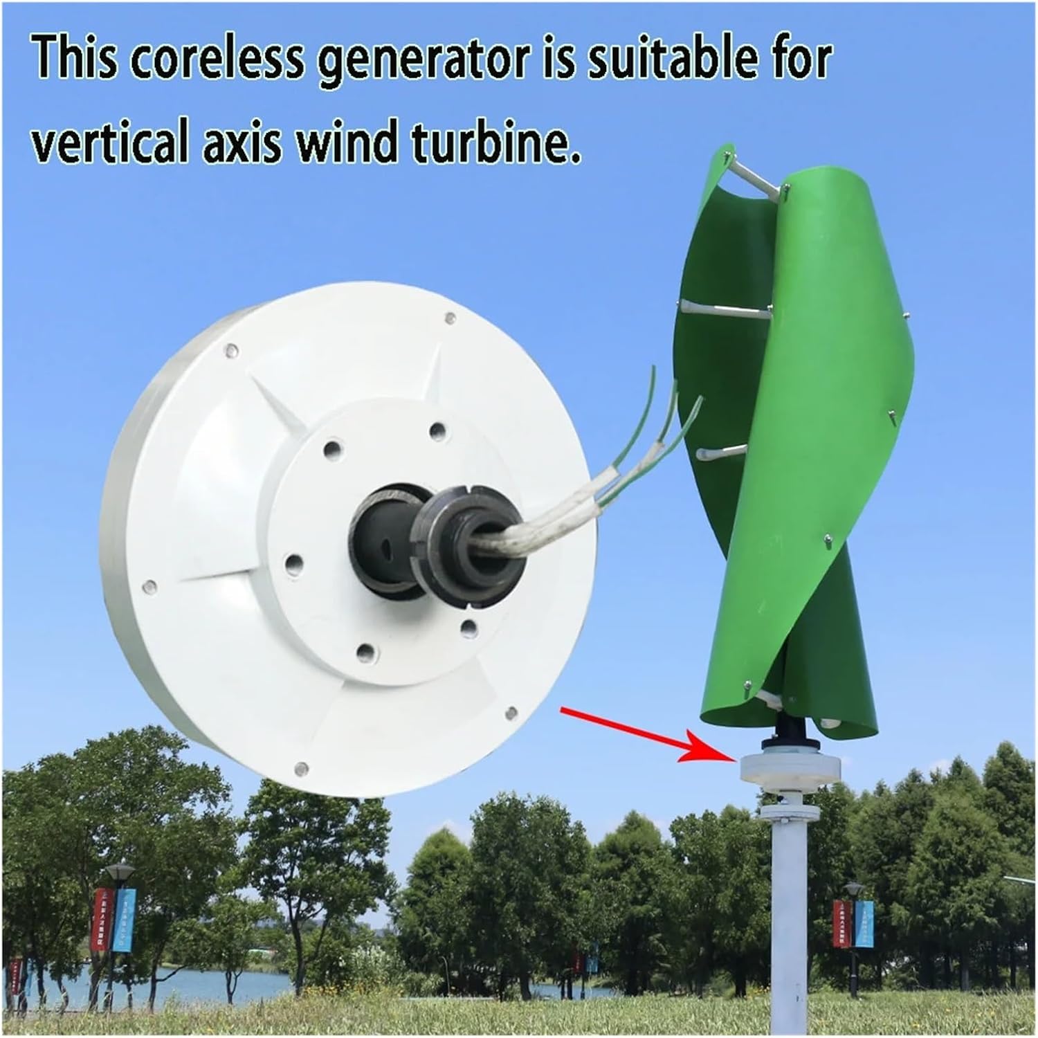 Wind Turbines, 3000W 12V 24V 48V Brushless Rare Earth Permanent Magnet Alternative Energy nerator 3KW for DIY Vertical Wind Turbine Windmill(No Connector,12V_3000W)
