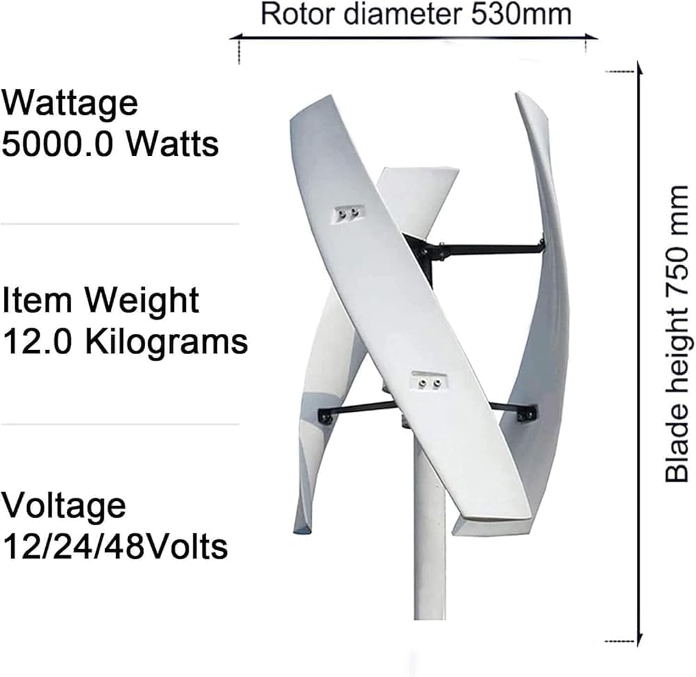 6000W Low-Speed Wind Turbine Kit 3-Blade Vertical Wind Generator with Controller for Efficient Renewable Energy Solutions(Color:48v)