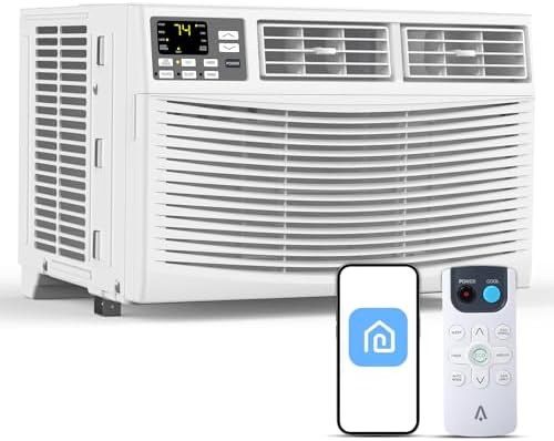10000 BTU Window Air Conditioner with WiFi, 3 in-1 Energy Saving Window AC Unit with Remote & App Control & Timer Function & Easy Install Kit, Cools 450 Sq.Ft. for Bedroom, Living Room, White