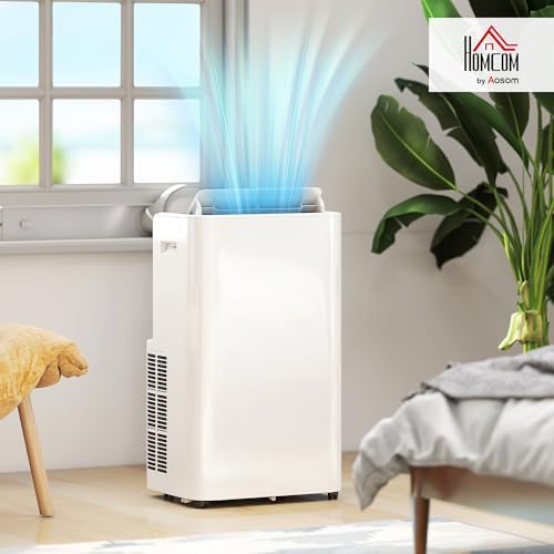 HOMCOM 12000 BTU Portable Air Conditioner with Remote Control, Free Standing AC Unit with Built-in Cool, Dehumidifier, Fan Modes for Room Up to 550 Sq.Ft., 24 Hour Timer, Window Installation Kit