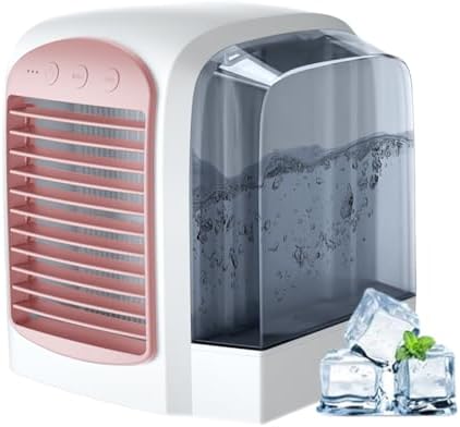 Air Conditioner, 380ml Large Water Tank, Portable Ac Cooler Water from Air Conditioner,Fast Cooling with Dynamic Ice Mist Technology,3 Wind Speeds(LightPink)