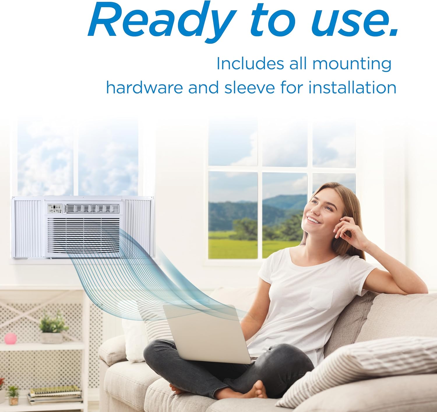 BLACK+DECKER Window or Through The Wall Air Conditioner 18000 BTU, AC Window Unit Cools Up to 1000 Square Feet, Window AC Unit with Remote Control, 3 Cooling Speeds and Fan Only, BD18WT6, White