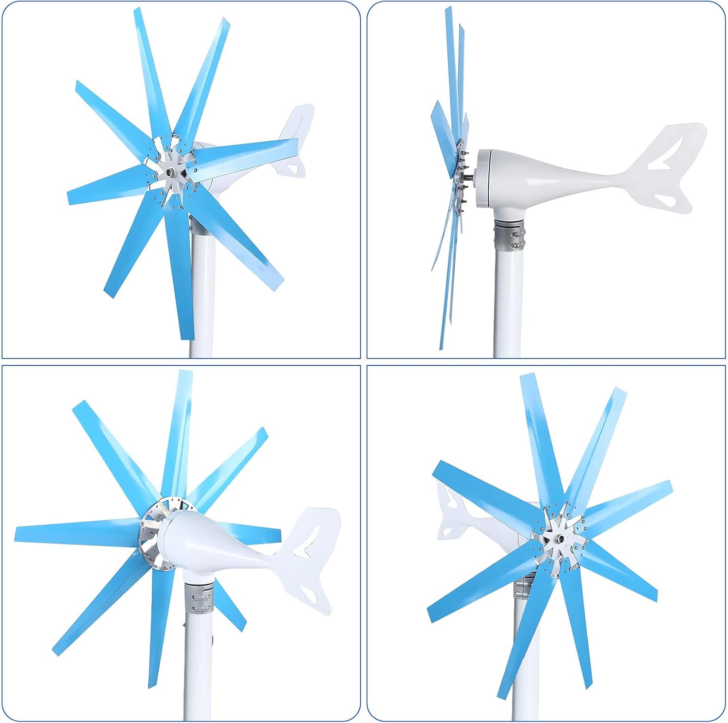 Wind Turbine Kit 100/200/300/400W 12/24V, 8-Blade Generator with Charge Controller, Magnetic Levitation Design for Home, Farm, Marine Use Blue-400W