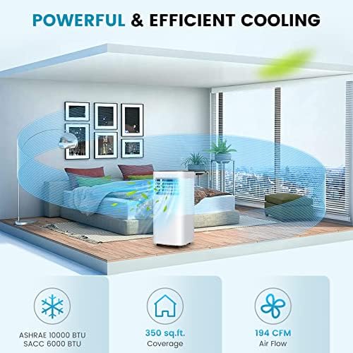 ARLIME Portable Air Conditioner,10,000 BTU AC Unit, 3 in 1 AC Unit, Fan & Dehumidifier for Rooms up to 350 Sq FT, Quiet Sleep Mode, 25H Timer, LED Display, Remote Control & Window Kit