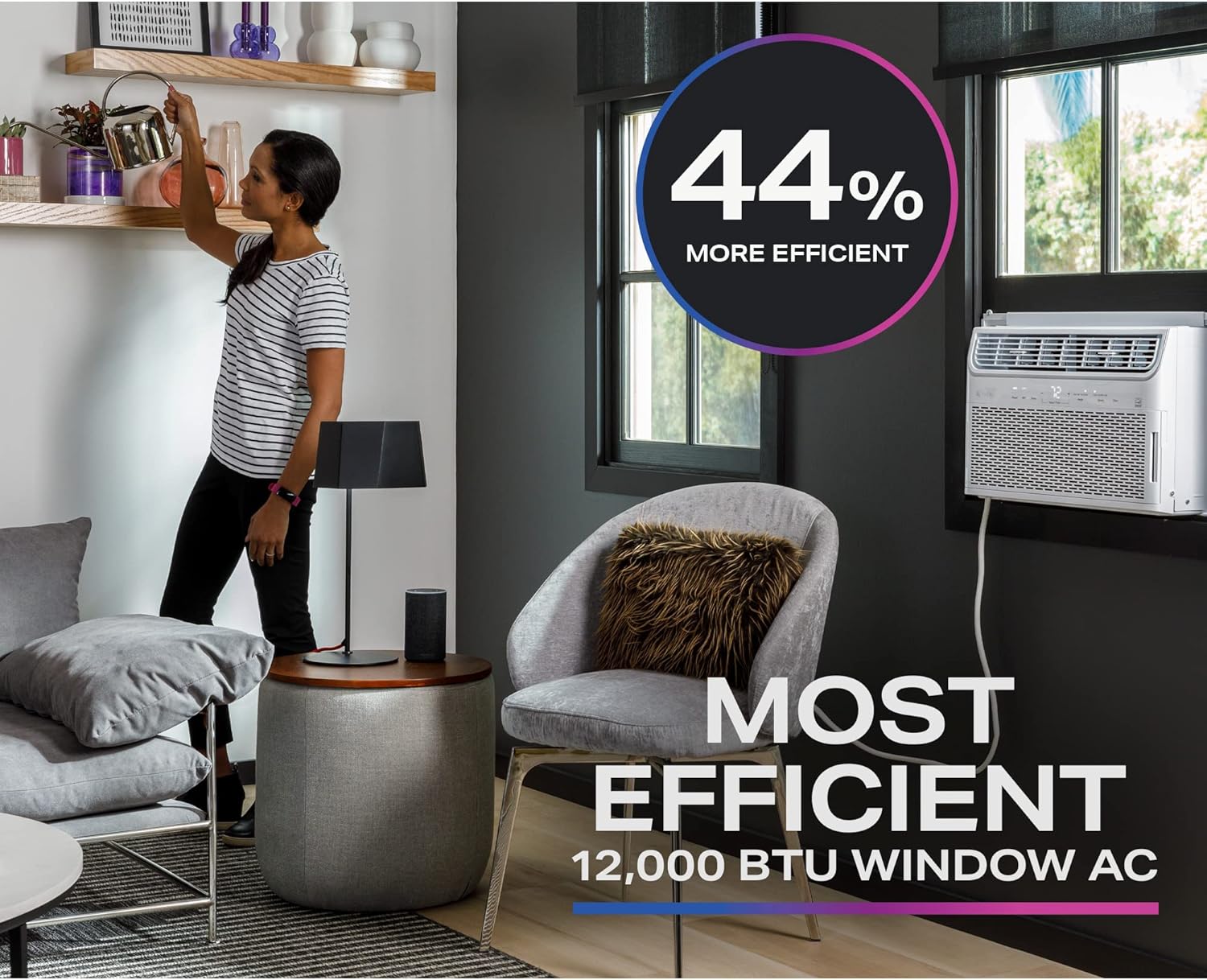 GE Profile Inverter Window Air Conditioner 12,000 BTU, WiFi Enabled, Ultra Quiet, Energy Efficient for Large Rooms, Easy Installation with Included Kit, 12K Window AC Unit, Energy Star, White