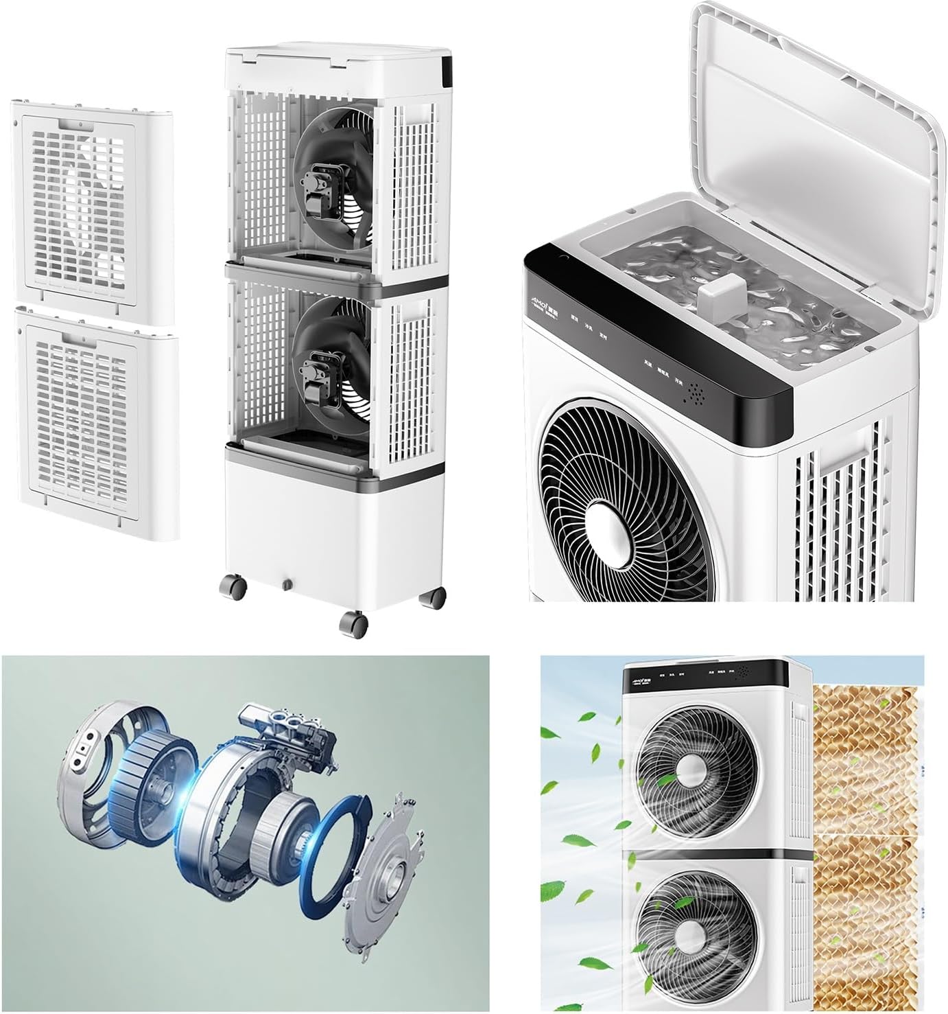 Portable Air Conditioners/Swamp Cooler with Remote, 12H Timer, Portable Evaporative Cooler with Oscillation, 3 Speeds, Cooling Fan for Bedroom, Living Room, Office(126cm(49.6in))