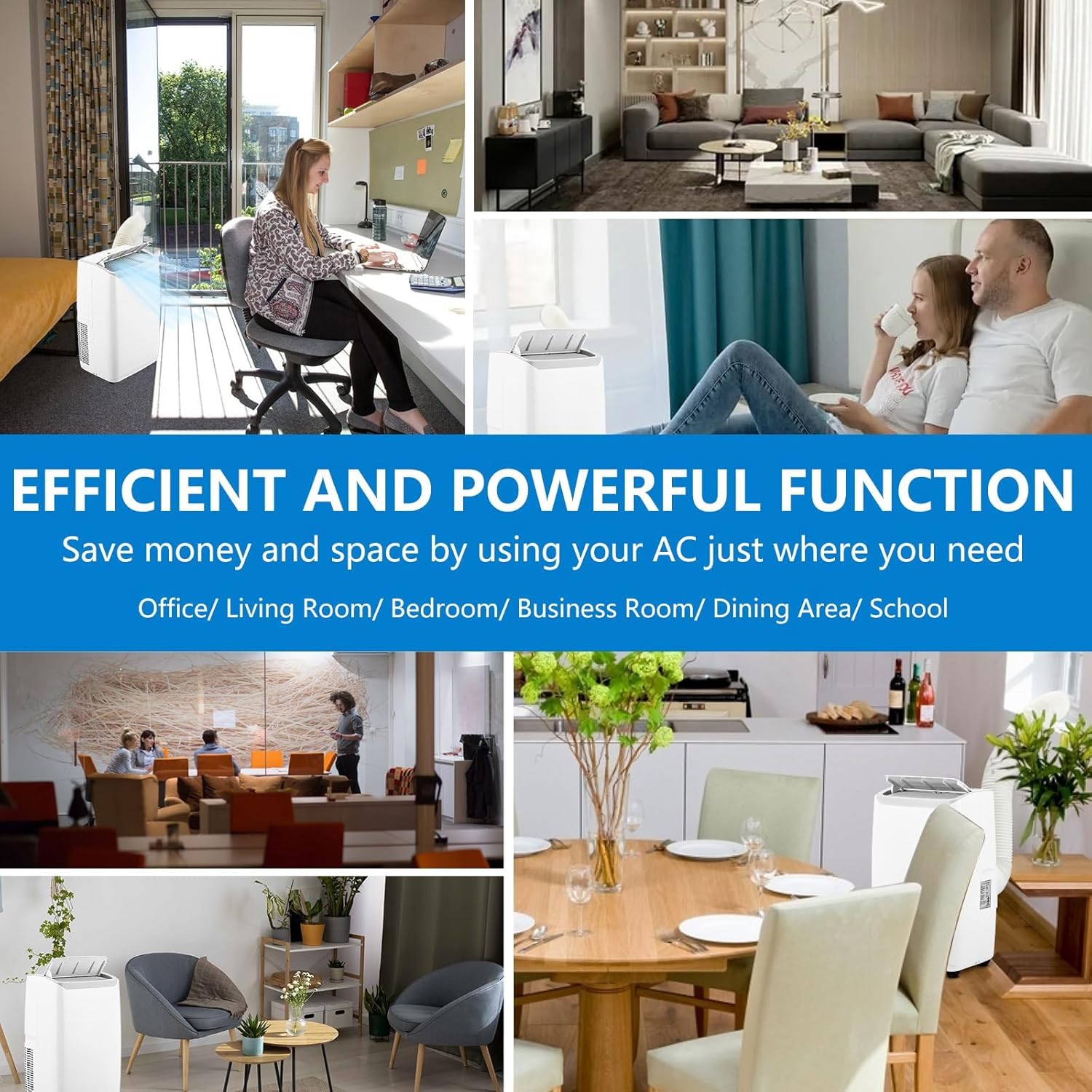 14,000 BTU Portable Air Conditioner for Room up to 700 Sq.Ft – 3-in-1 AC, Fan & Dehumidifier with Remote Control, Sleep Mode & Ultra-Quiet Operation for Home, Office, Bedroom