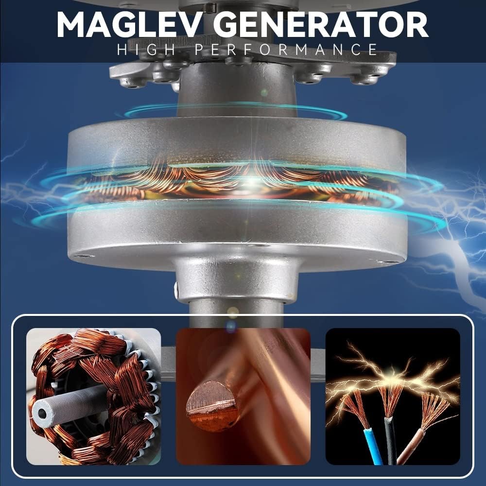 Wind Turbine, Windmill Energy 12v 24v Turbine w 3 Blades Vertical Axis Permanent Maglev Generator with Mppt Controller(400W-01,Turbine ONLY_12V)