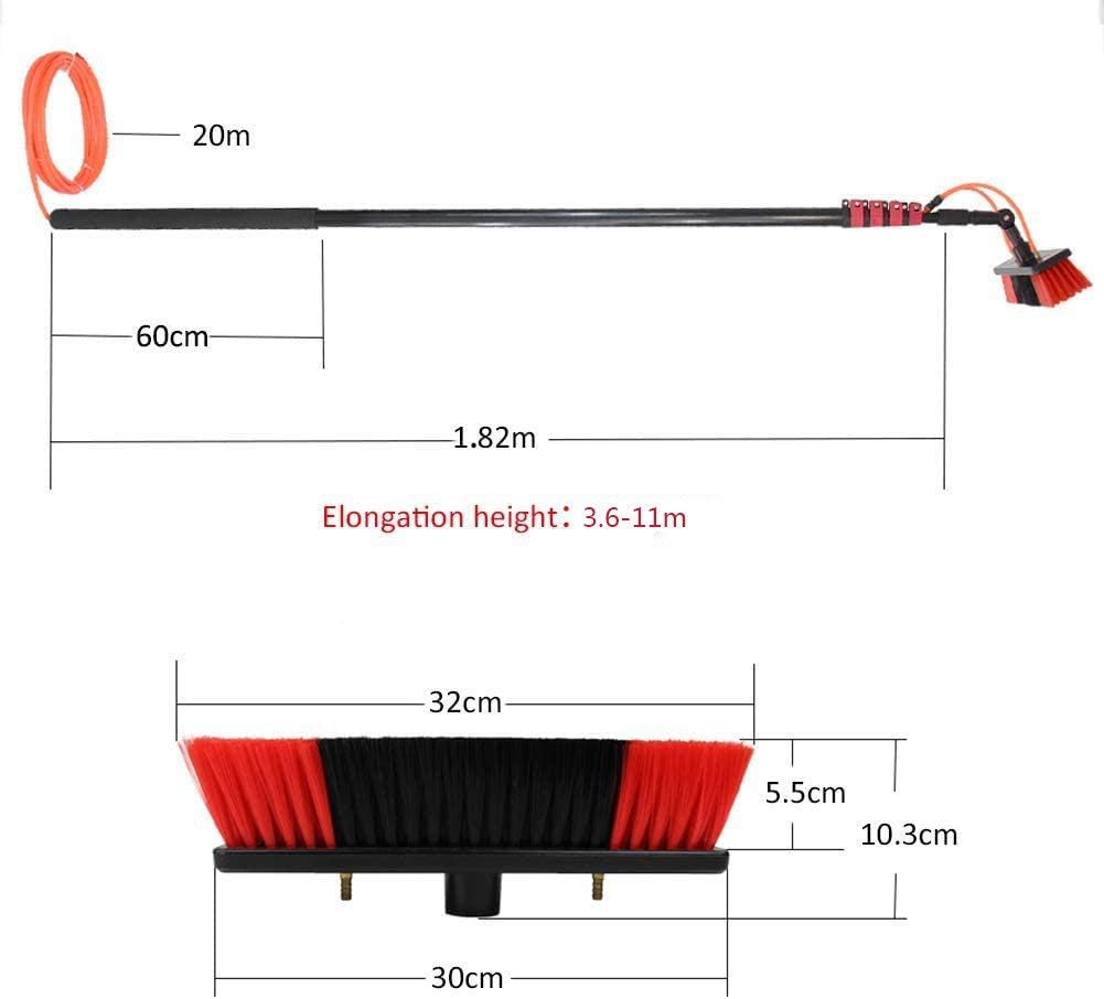 Water Fed Pole Kit, Solar Panel Cleaner, 3.6-11M Window and Solar Cleaning Pole Brush Window and Solar Panel Cleaning System Windows Cleaning & Washing Tool,24(12FT/3.6M