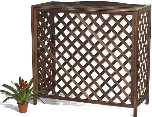 Wooden Air Conditioner Cover Flower Stand Wooden Outdoor Air Conditioner Rack, Gridair Conditioner Outer Cover Louver for Indoors Plant Storage Rack/Outer Diameter/86X35X75Cm