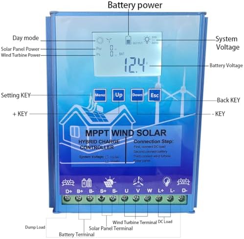 12000W Solar & Wind Hybrid System with Double MPPT Charge Controller - 12V/24V/48V Auto Regulator for Home Use, Efficient Wind Turbine Generator Power Solution