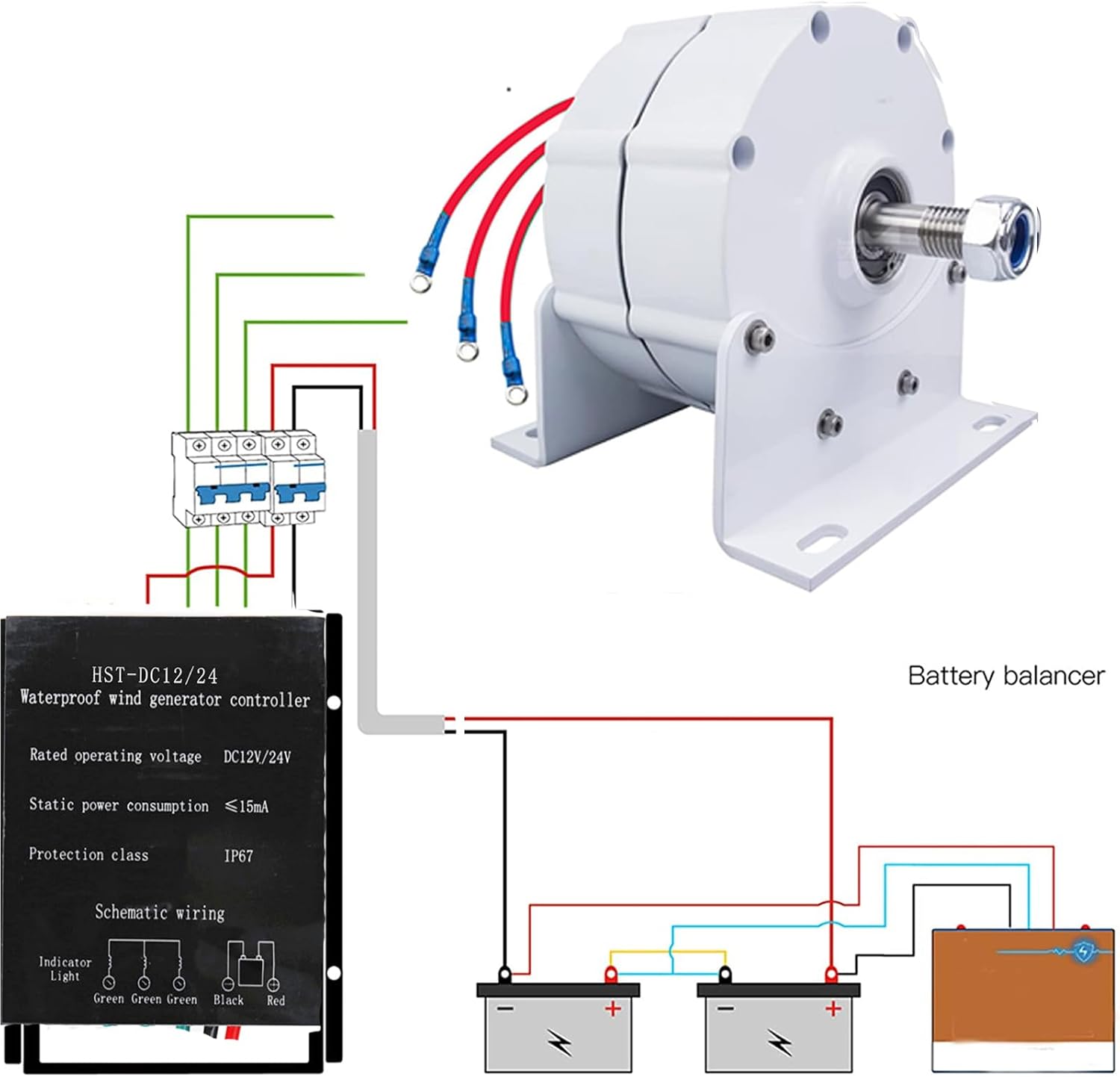 12v,14000W Gearless Permanent Magnet Generator Turbine, Low Speed 12V- 220V for Wind Turbine And Water Turbine Homeuse(White)