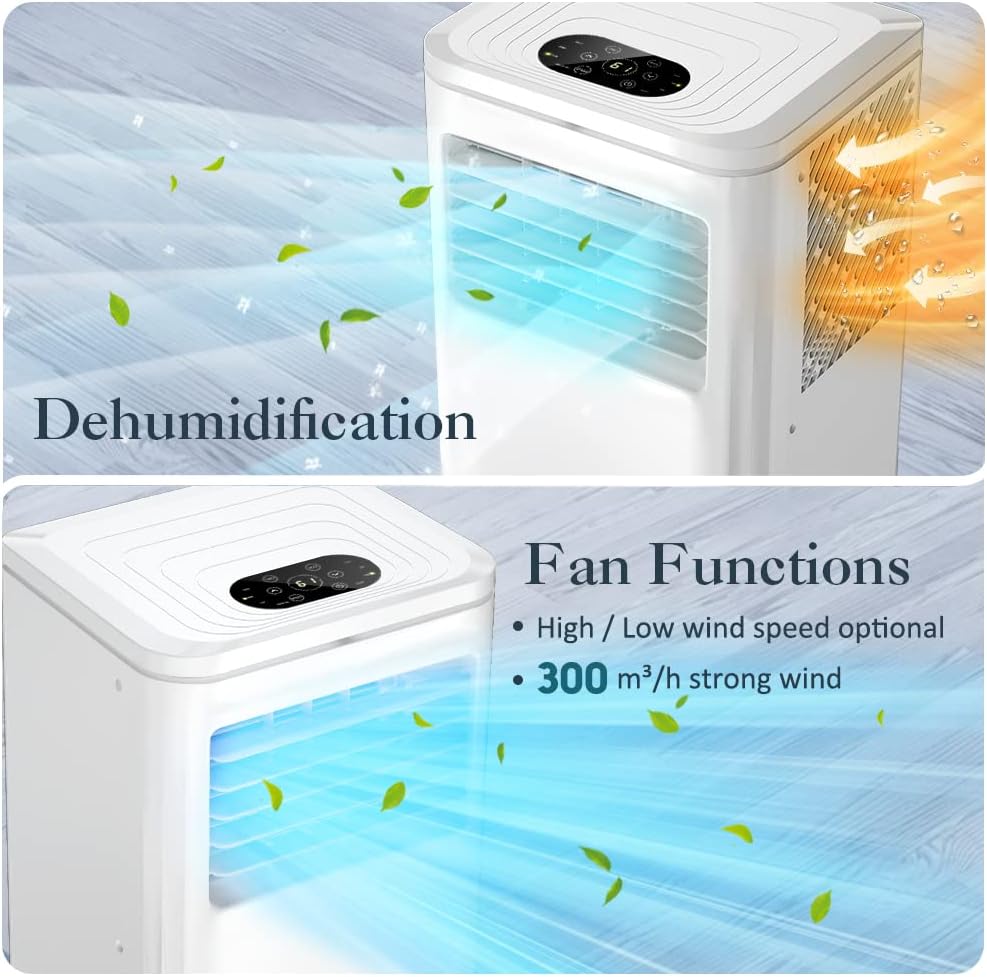 10000 BTU Portable Air Conditioner for Cool Up to 350 Sq.Ft. Large Room, LifePlus 3 In 1 Portable AC Unit w/Dehumidifier & Fan, Auto Swing, 24H Timer & Window Ventilation Kit, Low Noise for Bedroom