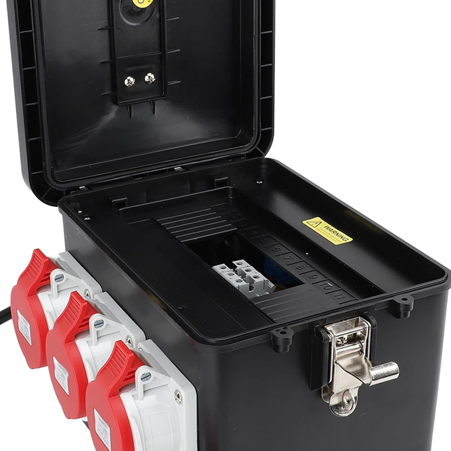 Fockety Power Distribution Box, Compact Electrical Box with Cable & Handle, IP65 Enclosure, IP44 Socket, Portable Power Center for Jobsite, Generator, RV, Outdoor Use