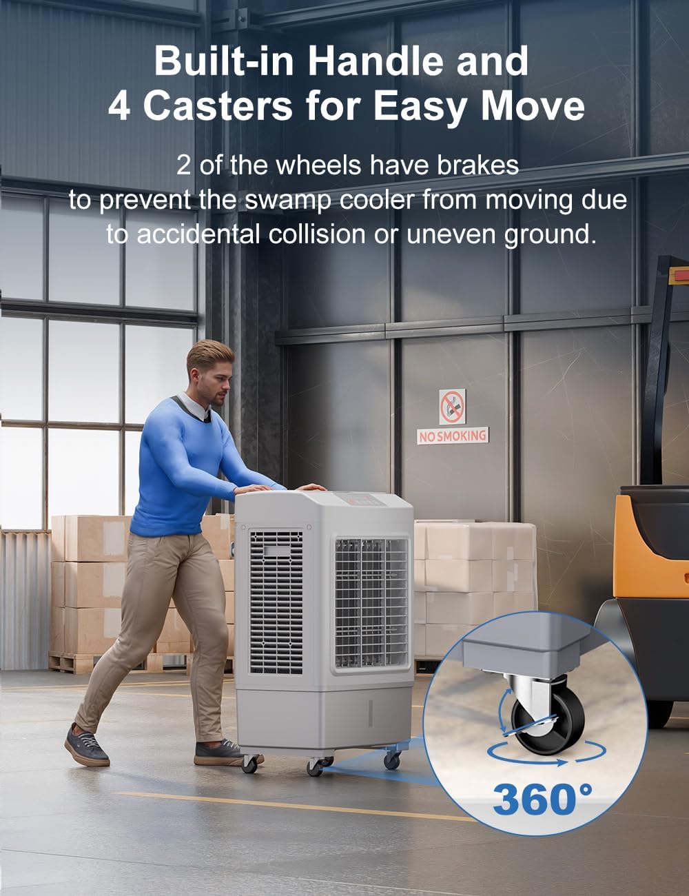 Large Swamp Cooler Air Conditioner, 2200CFM Evaporative Air Cooler, 7H Timer & 8 Gal Water Tank, 100°Oscillation, 3 Speeds & 3 Ice Boxes,Remote, Portable Air Conditioner for Garage, Large